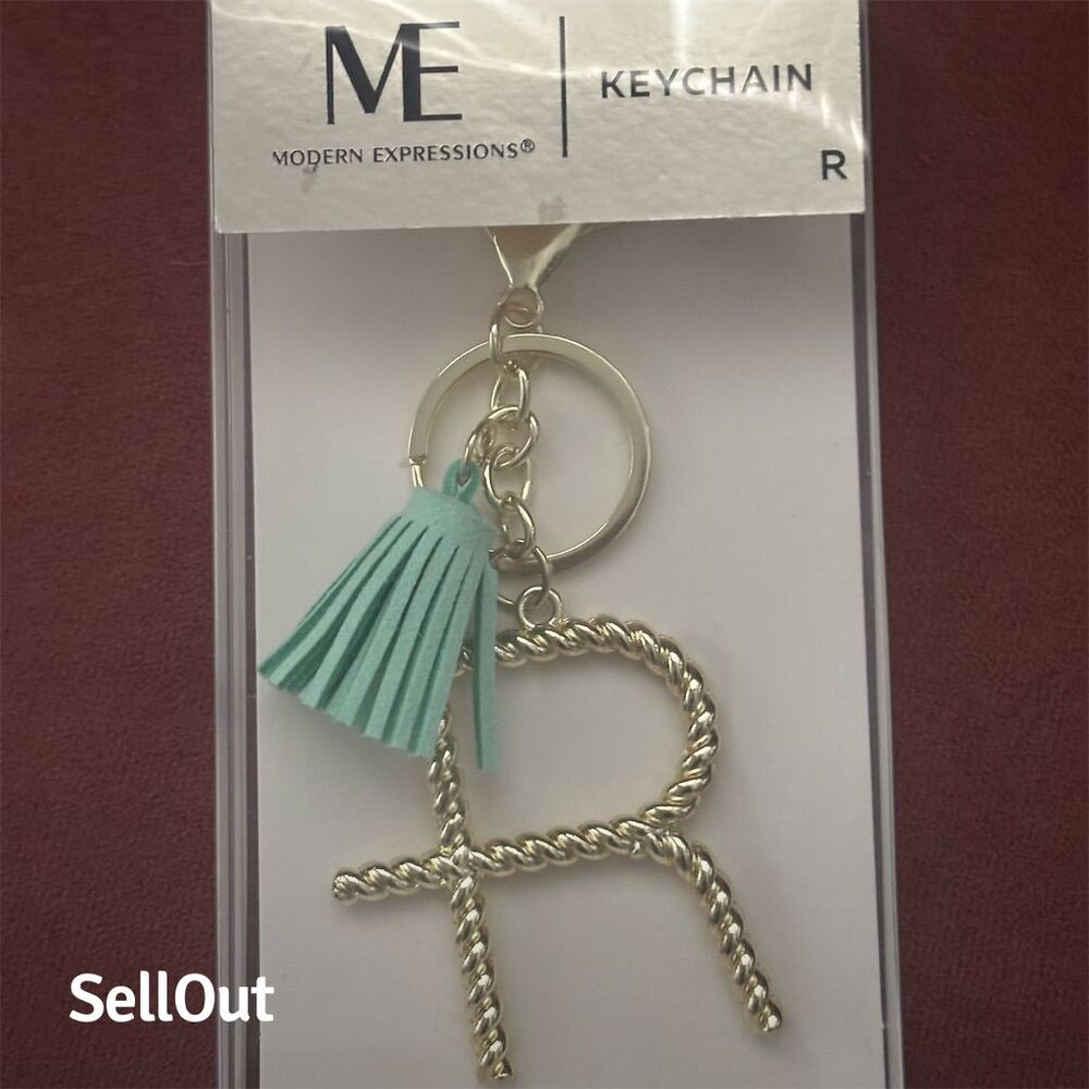 Modern Expressions Silver Monogram "R" Keychain with Tassel Charm